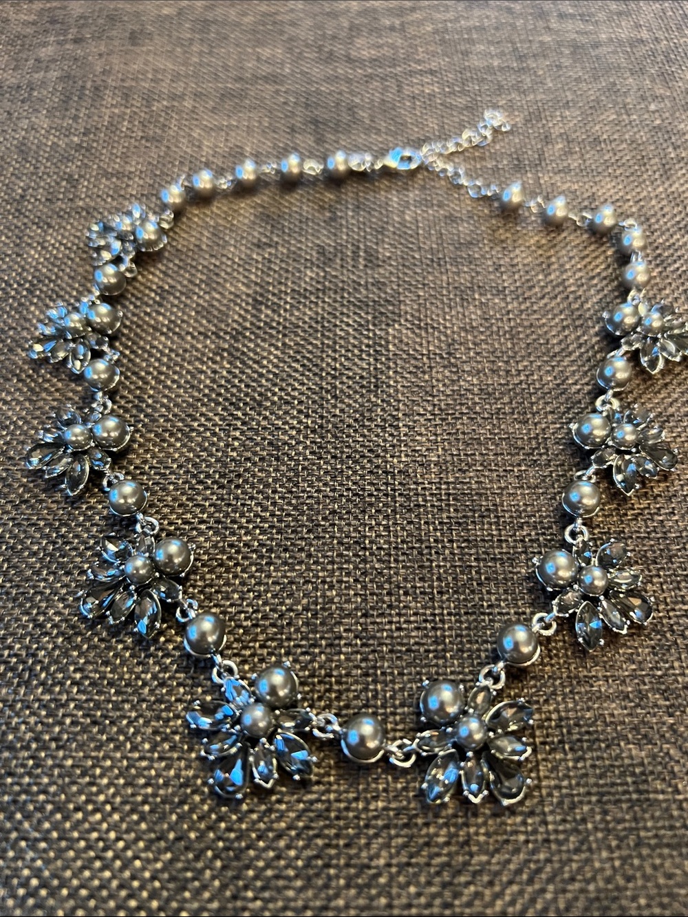 Silver Floral Pearl Statement Necklace - Women Jewelry